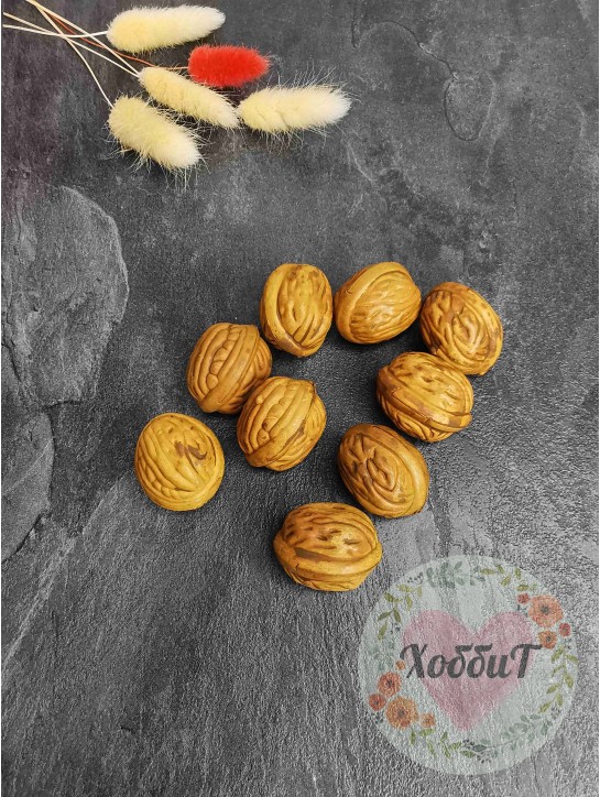 Грецкий орех декоративный (муляж) 3,5см. коричневый